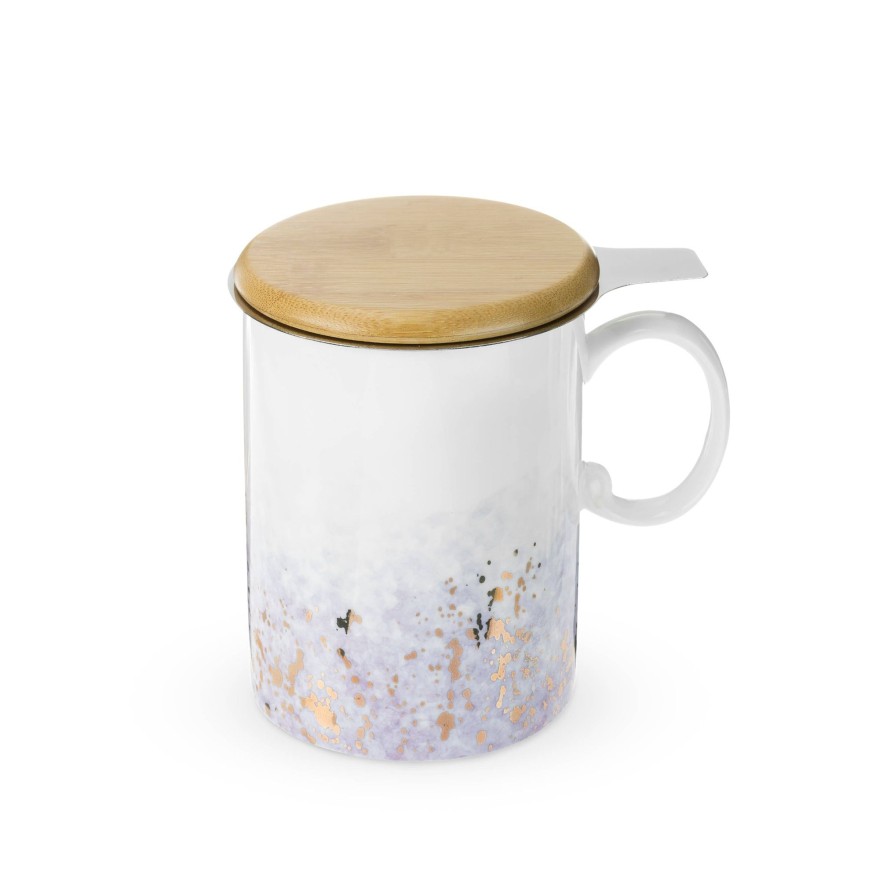 Teaware Pinky Up | Watercolor Gold Tea Mug With Infuser