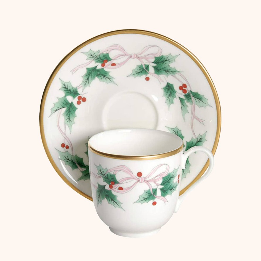 Teaware Mikasa | Vintage Christmas Holly Teacup & Saucer