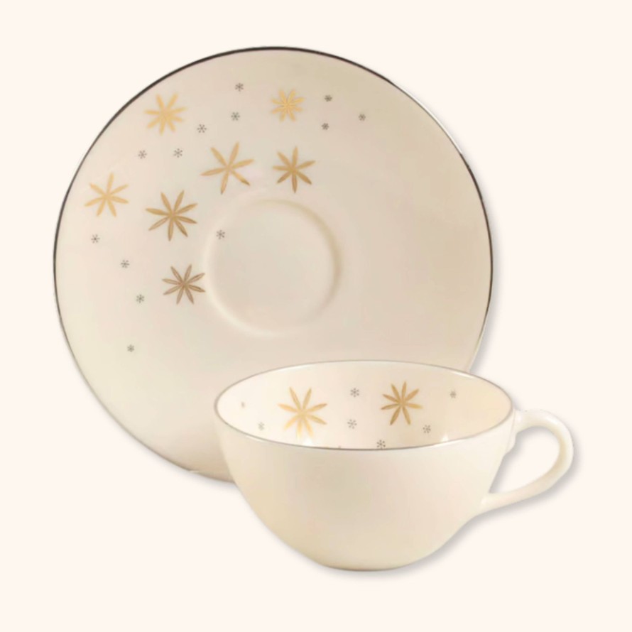 Teaware Lenox | Vintage Alaris Snowflakes Teacup & Saucer