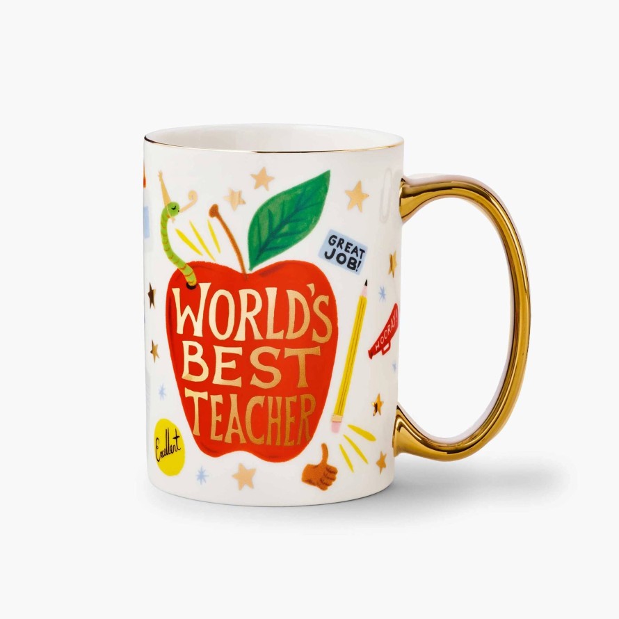 Teaware Rifle Paper Co. | World'S Best Teacher Porcelain Mug