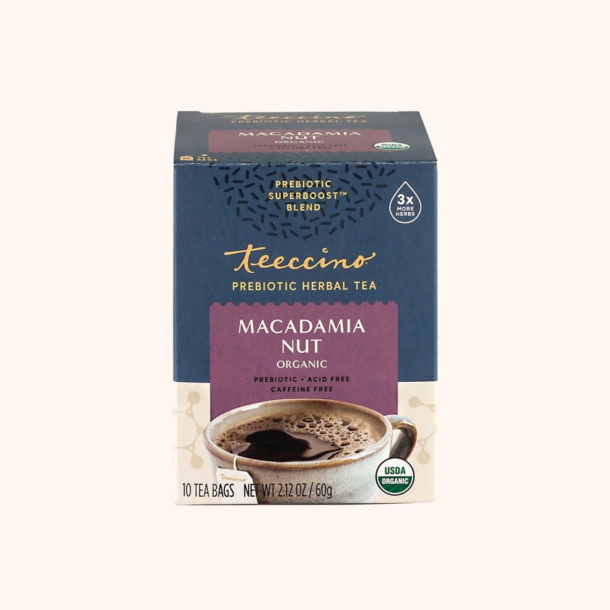 Tea Shop Teeccino Sachet + Bagged | Macadamia Nut Prebiotic Superboost Herbal Tea