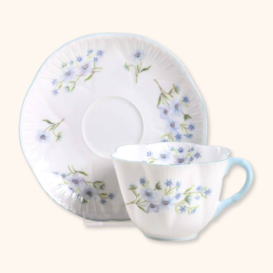 Teaware Shelley | Vintage Blue Floral Teacup & Saucer