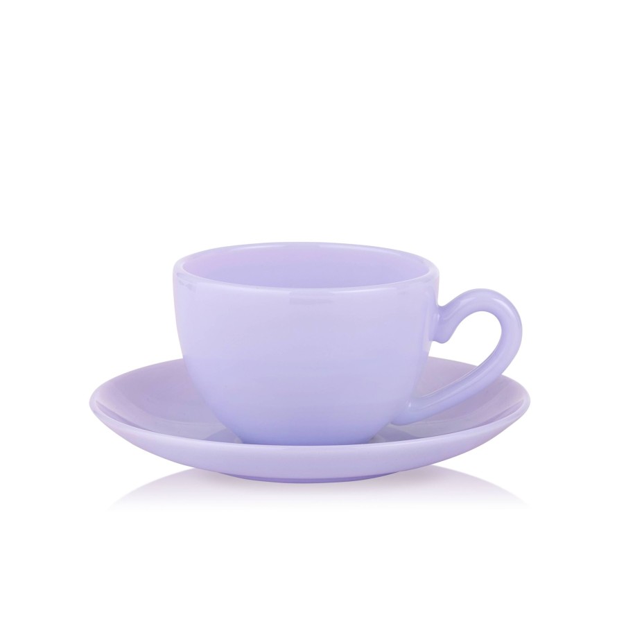 Teaware Lucie Kaas | Opal Milk Glass Teacup & Saucer