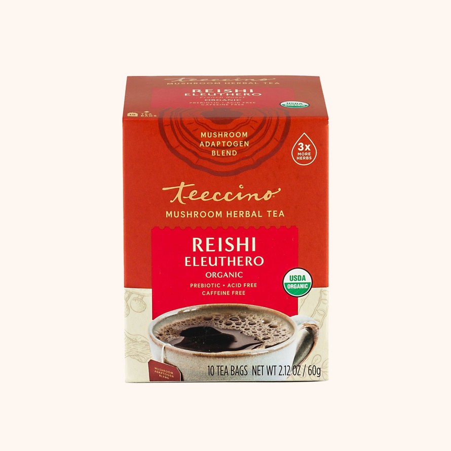 Tea Shop Teeccino Sachet + Bagged | Reishi Eleuthero Mushroom Adaptogen Herbal Tea