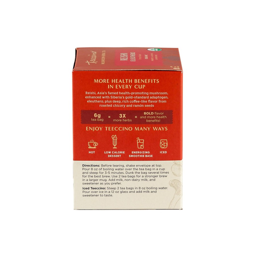 Tea Shop Teeccino Sachet + Bagged | Reishi Eleuthero Mushroom Adaptogen Herbal Tea